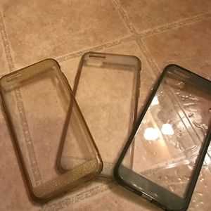 Three glittery phone cases
